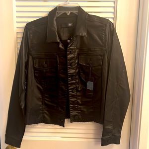 KUT from the Kloth coated black denim jacket - size large NWT